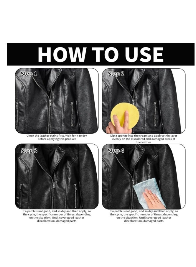 ويليام وير كريم مُحافظ على الجلد، كريم مُرمم لون الجلد، بلسم مُعيد تلوين تنجيد الجلد، بلسم مُعيد تلوين الأرائك والأحذية الجلدية، أسود، 100 غرام + 5 غرام - Image 5